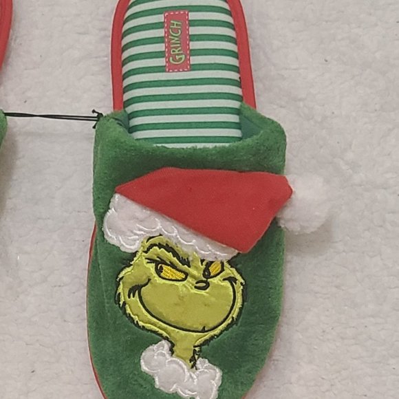 SG Companies Shoes Mens The Grinch Slippers Padded Christmas Slides